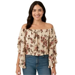 NWOT Street Society Off Shoulder Open Sleeve Crop Blouse